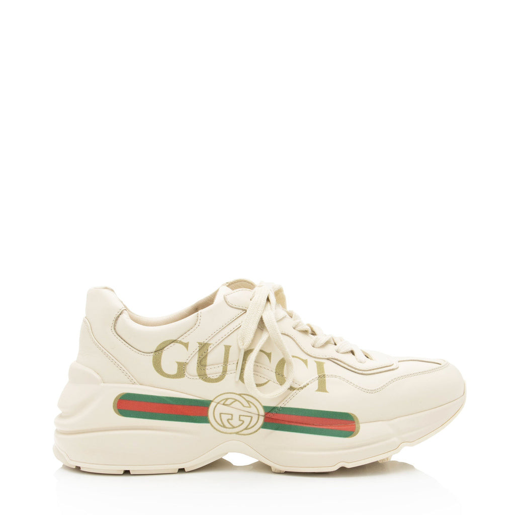 Gucci Leather Logo Rhyton Sneakers - Size 9 / 39