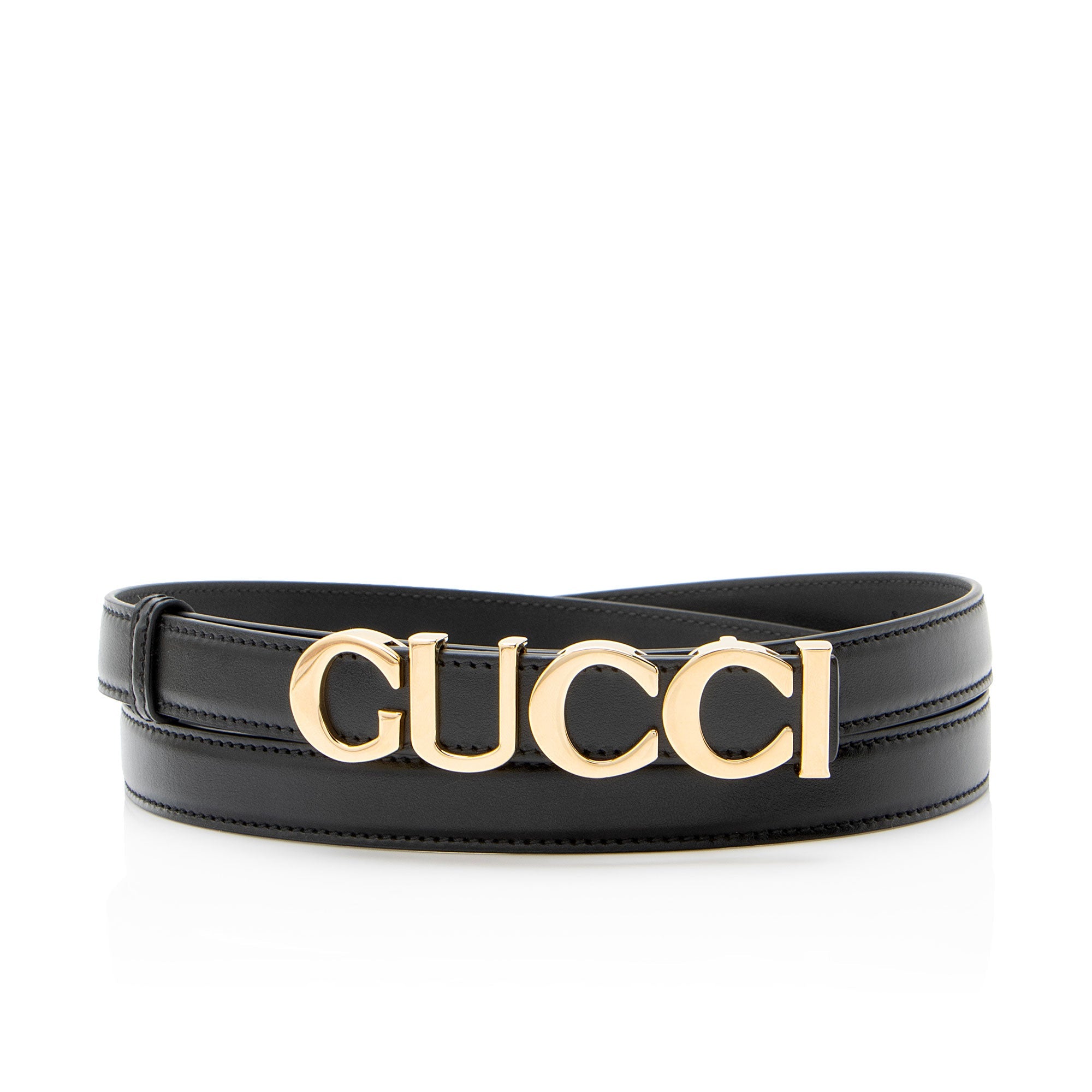Gucci Leather Logo Thin Belt - Size 42 / 105