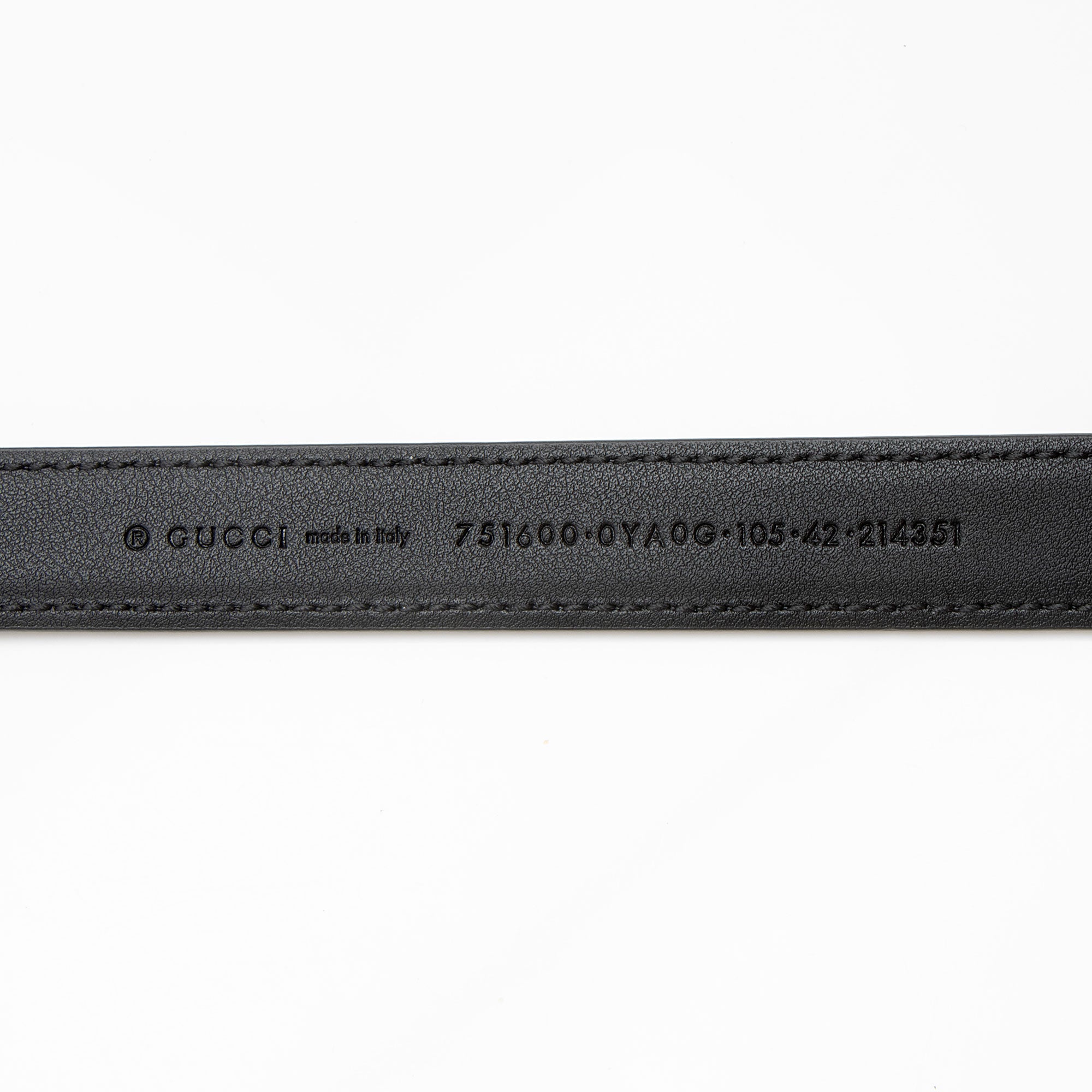 Gucci Leather Logo Thin Belt - Size 42 / 105