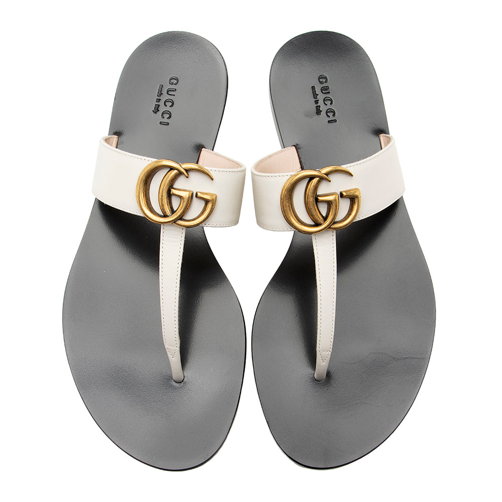 Gucci Leather Marmont T-Strap Sandals - Size 7.5 / 37.5 (SHF-21680)