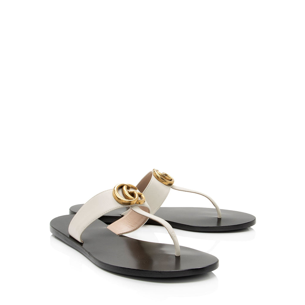 Gucci Leather Marmont T-Strap Sandals - Size 7.5 / 37.5 (SHF-aHZ3M9)