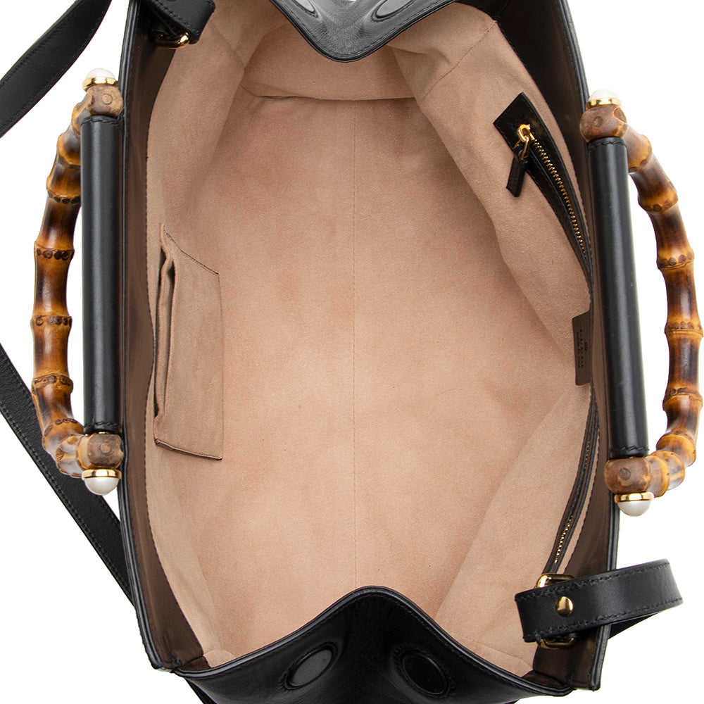 Gucci Leather Nymphaea Top Handle Medium Satchel (SHF-21345)