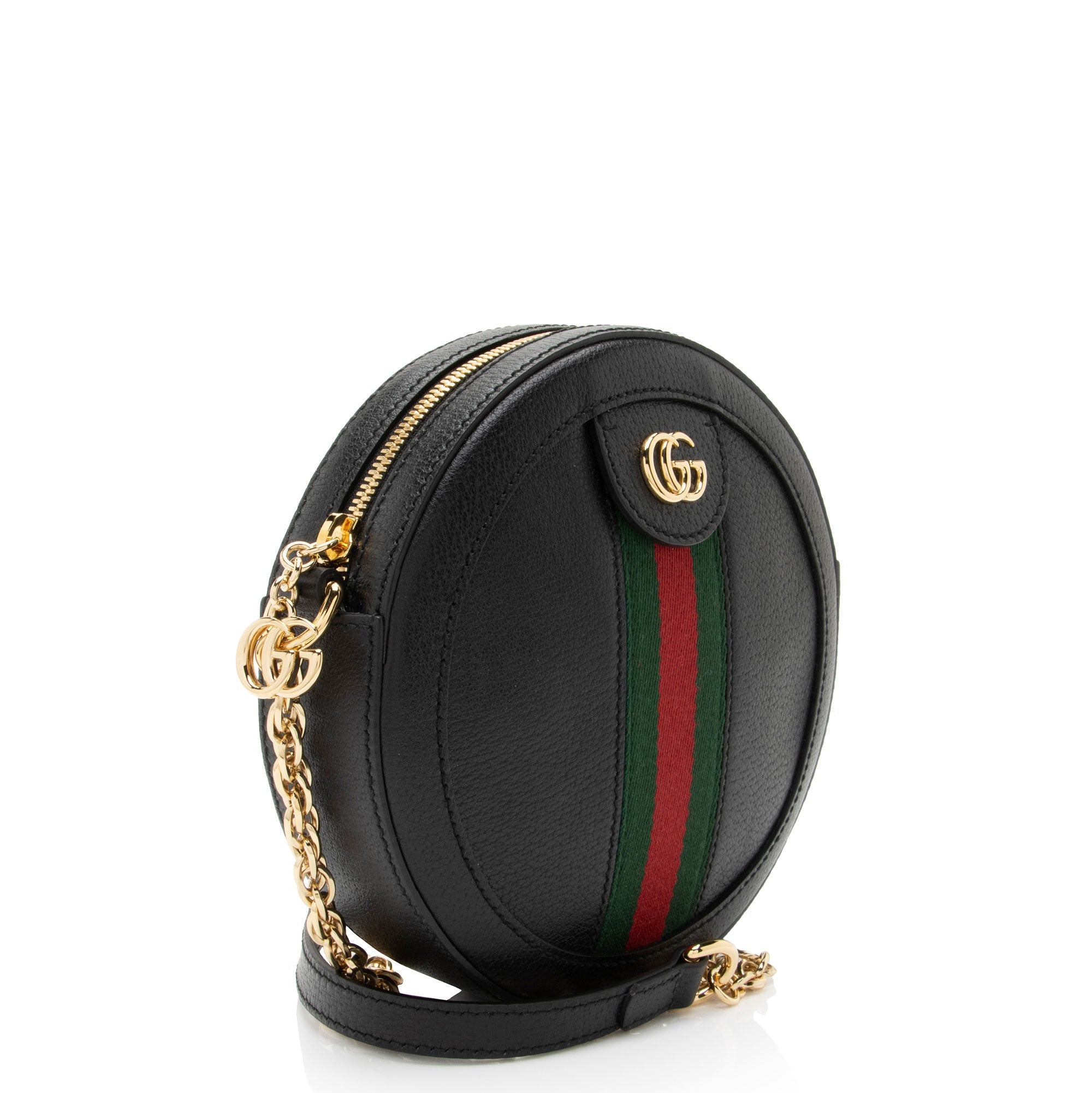 Gucci Leather Ophidia Round Mini Shoulder Bag (SHF-Kh7KgC)