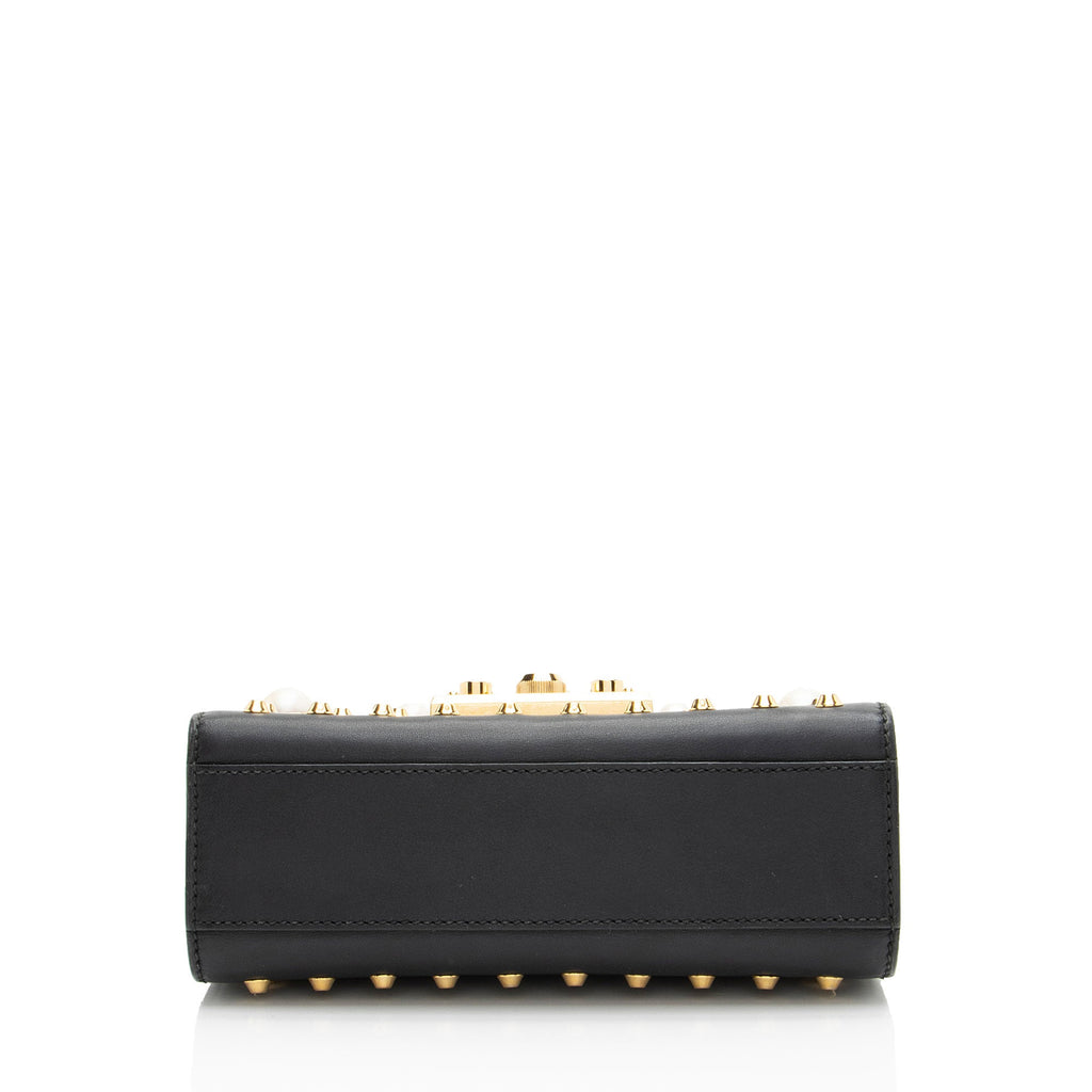 Gucci Leather Pearl Stud Padlock Small Shoulder Bag