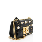 Gucci Leather Pearl Stud Padlock Small Shoulder Bag