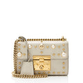 Gucci Leather Pearl Stud Padlock Small Shoulder Bag