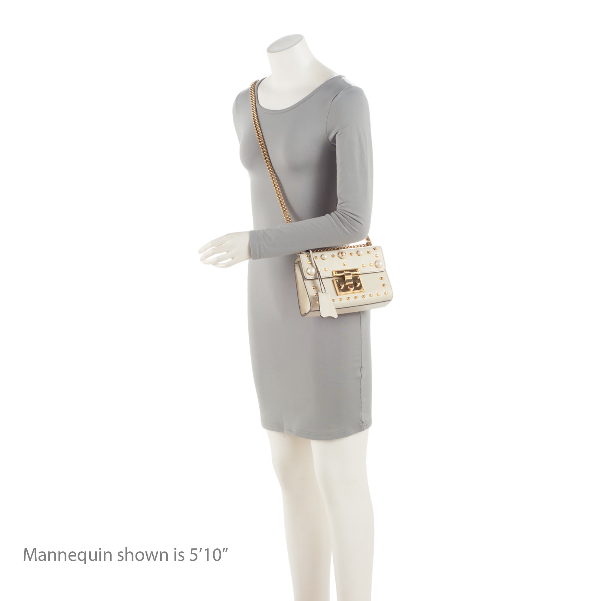 Gucci Leather Pearl Stud Padlock Small Shoulder Bag