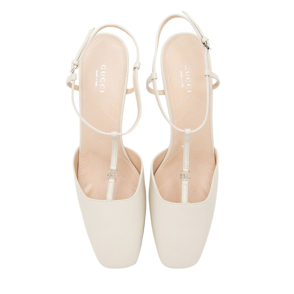 Gucci Leather Petite GG Charlotte Slingback Pumps - Size 10 / 40