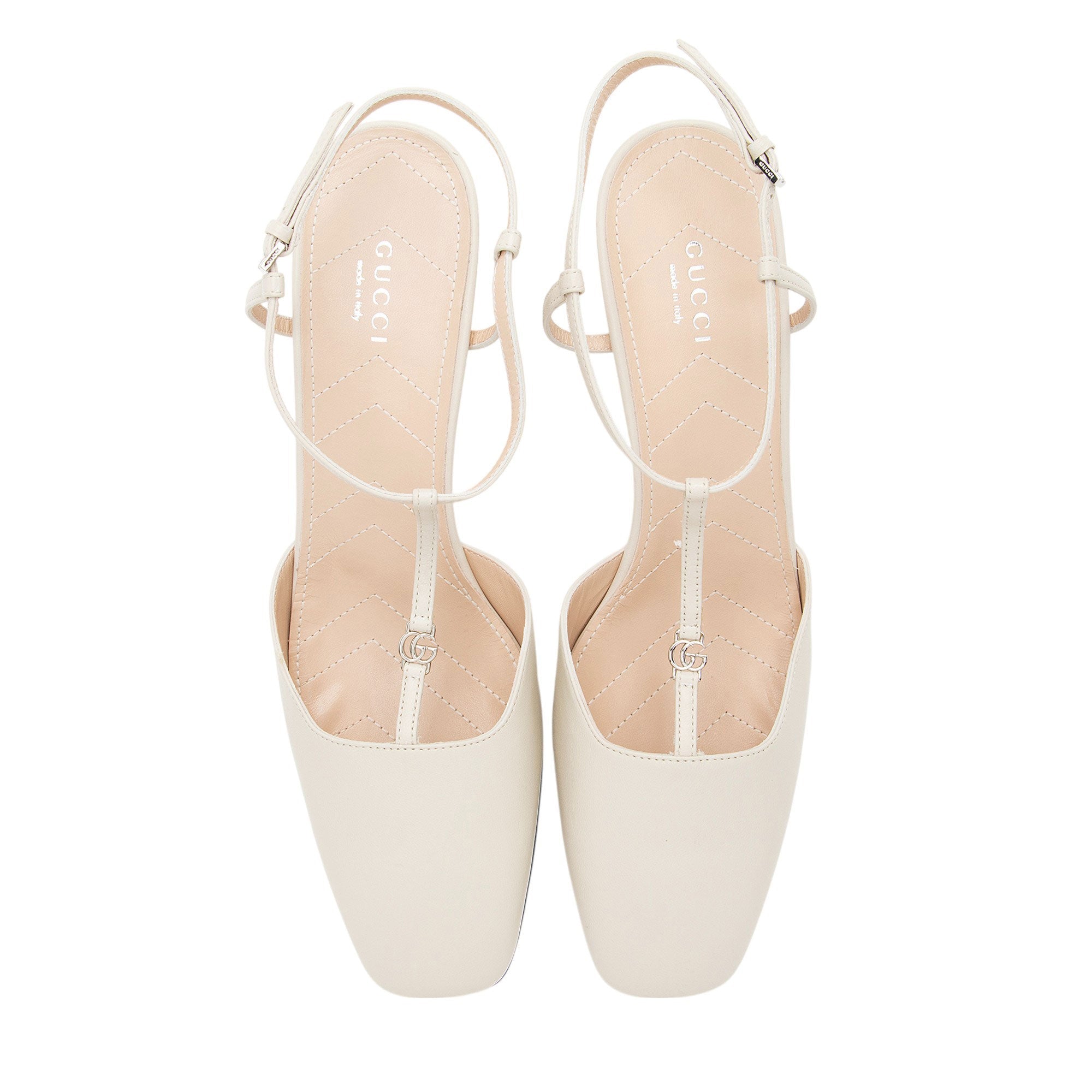 Gucci Leather Petite GG Charlotte Slingback Pumps - Size 10 / 40