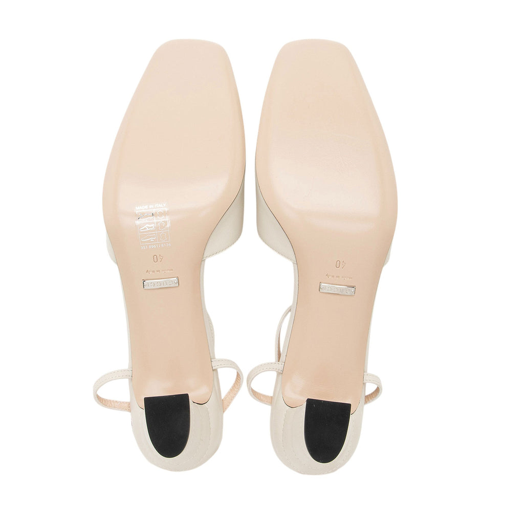Gucci Leather Petite GG Charlotte Slingback Pumps - Size 10 / 40