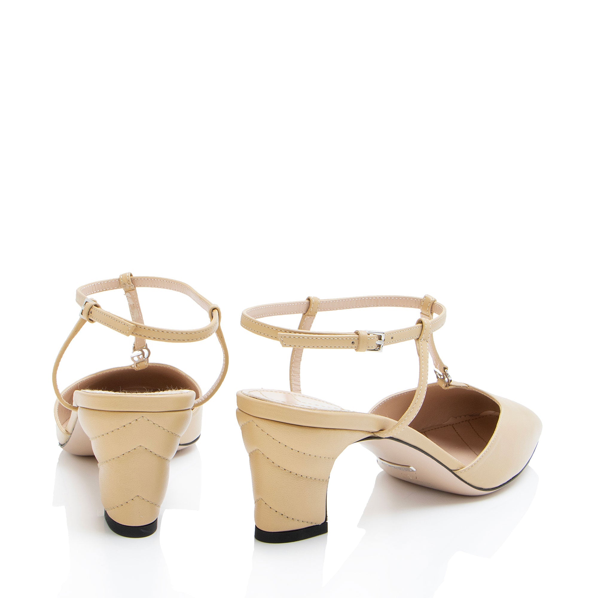 Gucci Leather Petite GG Charlotte Slingback Pumps - Size 8.5 / 38.5