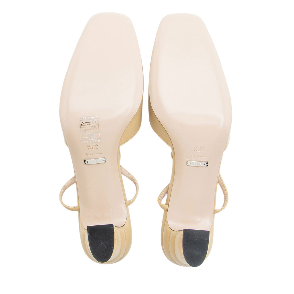 Gucci Leather Petite GG Charlotte Slingback Pumps - Size 8.5 / 38.5
