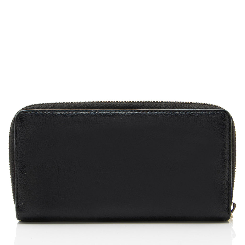 Gucci Leather Logo Print Zip Around Wallet