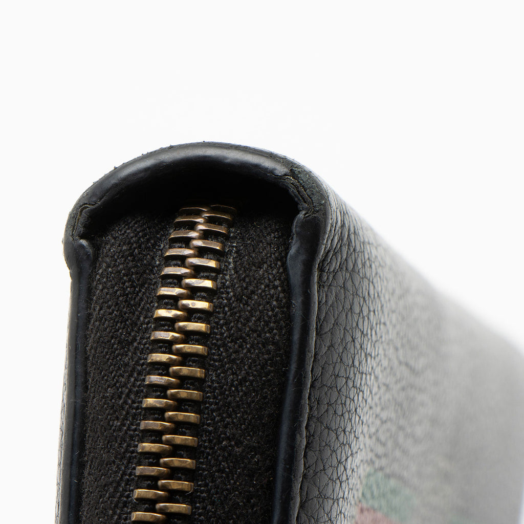 Gucci Leather Logo Print Zip Around Wallet