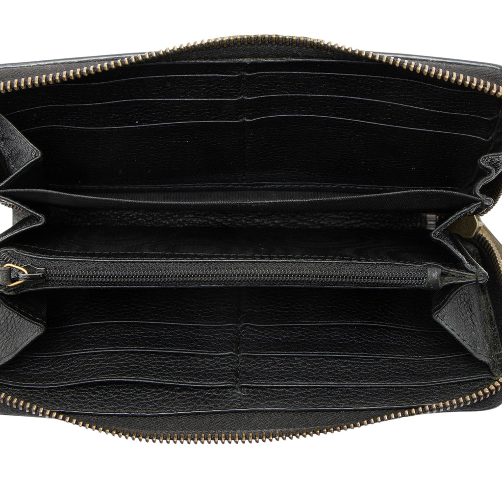 Gucci Leather Logo Print Zip Around Wallet