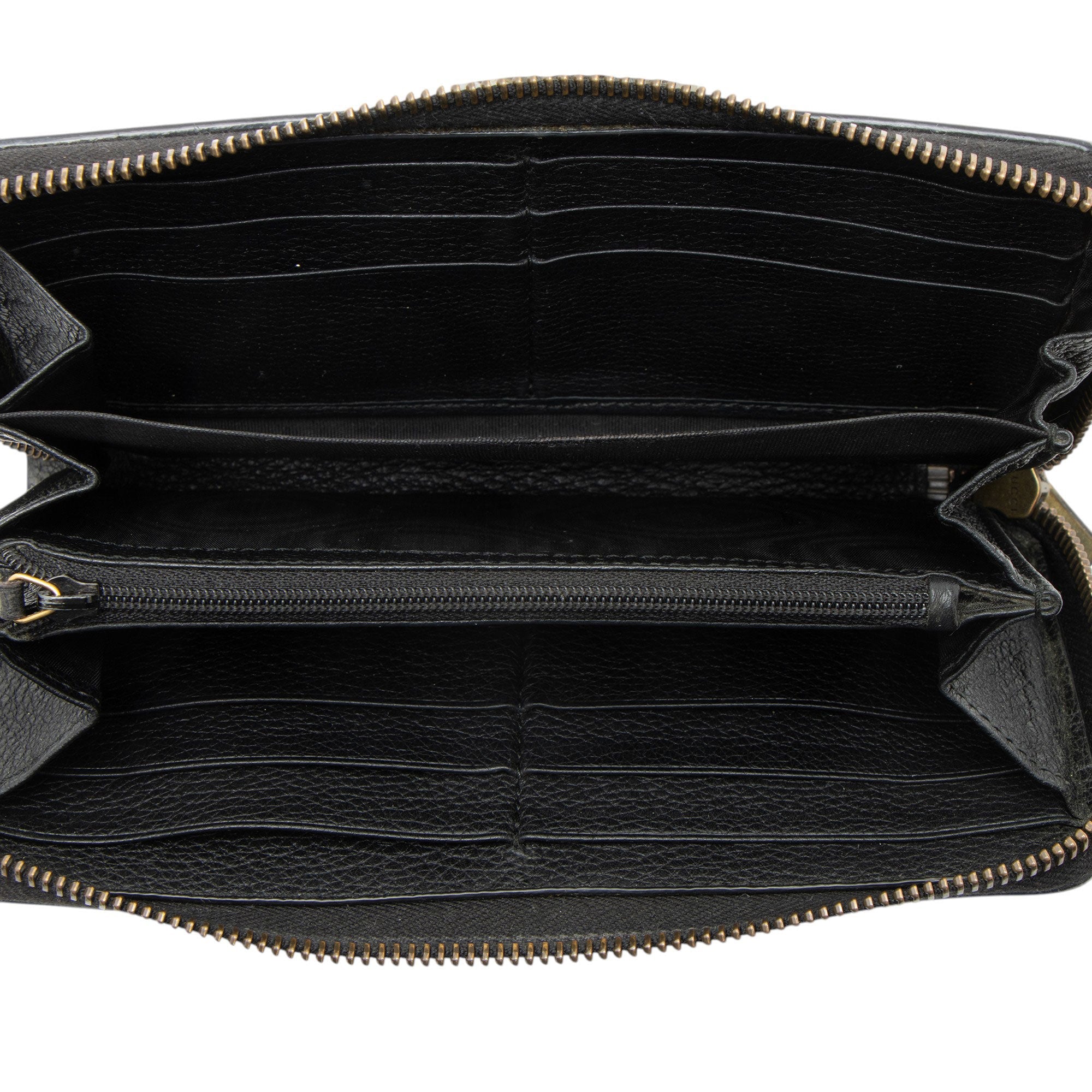 Gucci Leather Logo Print Zip Around Wallet