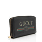 Gucci Leather Logo Print Zip Around Wallet