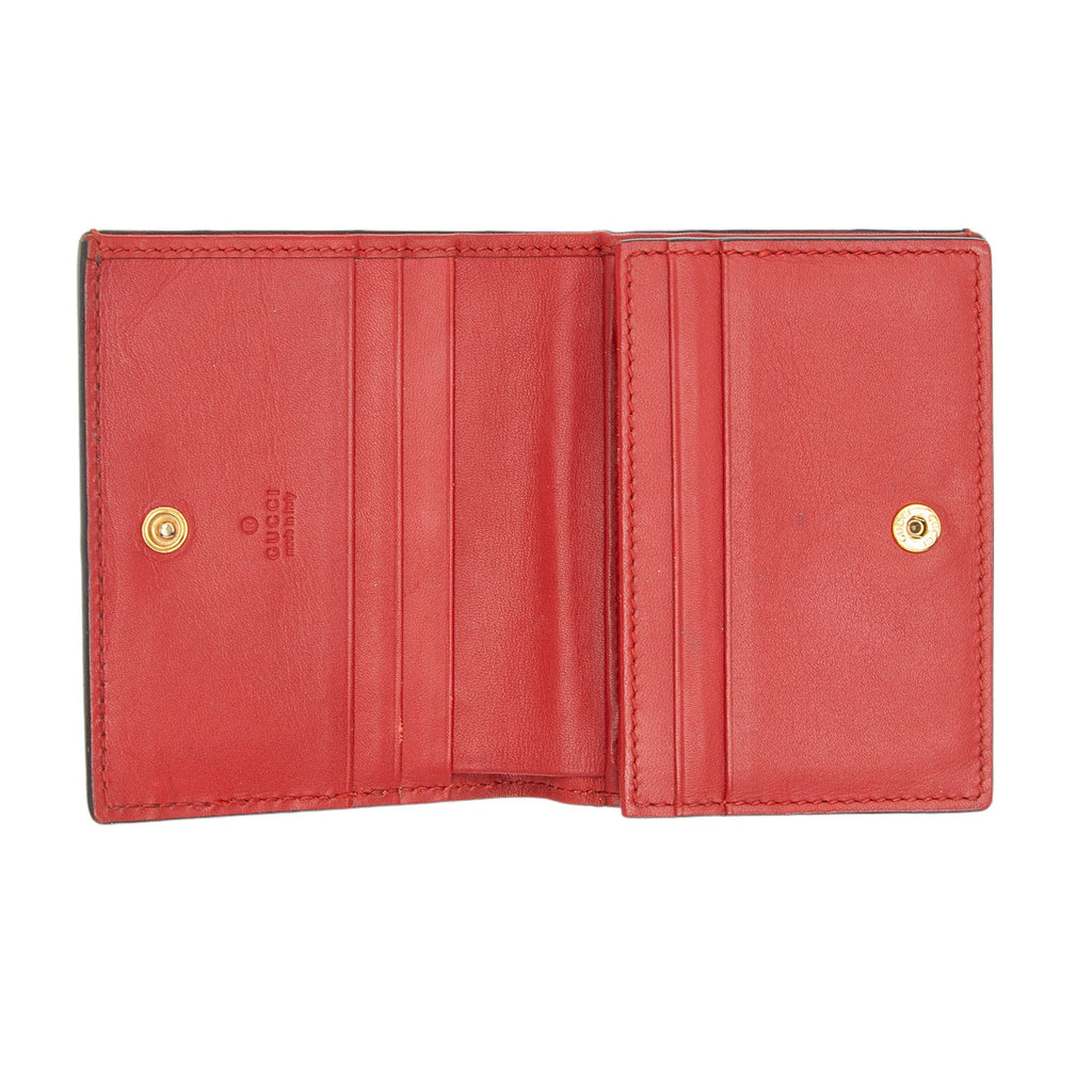 Gucci Leather Queen Margaret Bee Card Case (SHF-xcHoPF)
