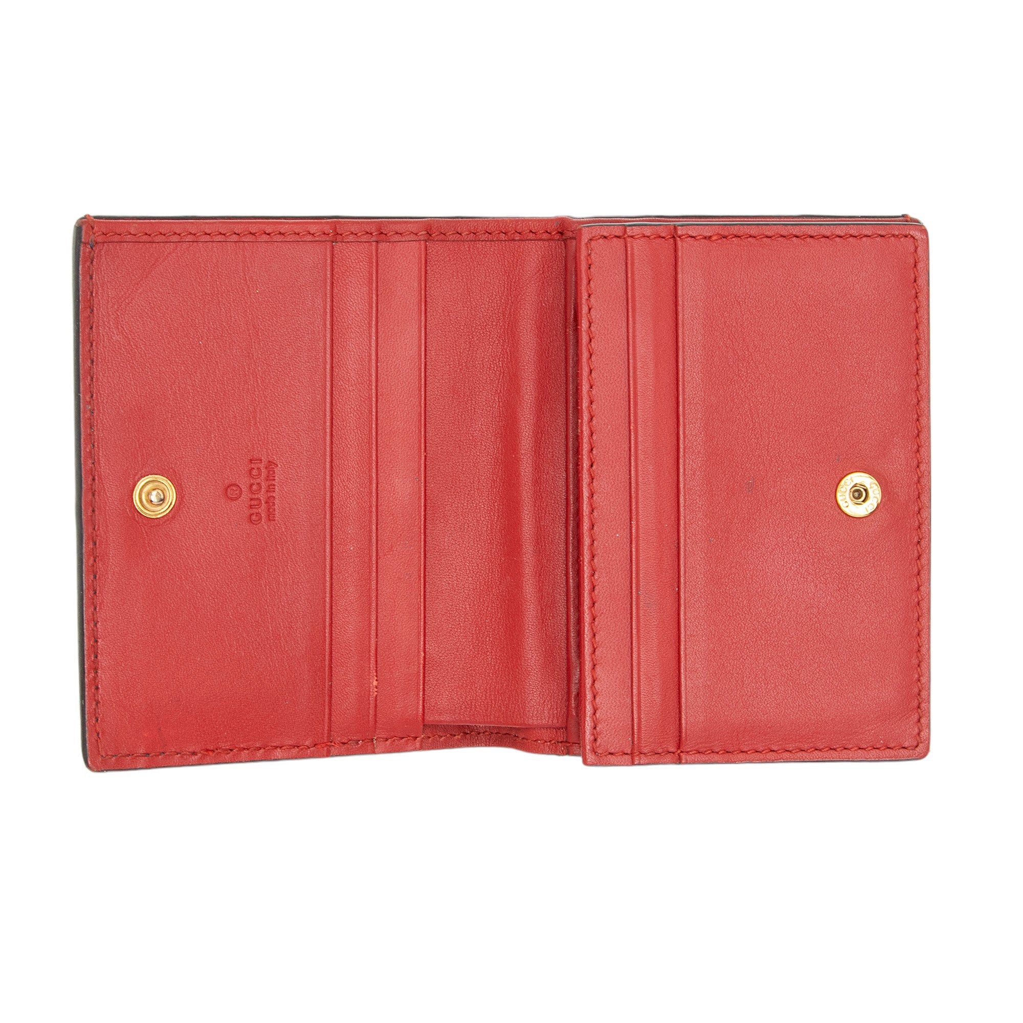 Gucci Leather Queen Margaret Bee Card Case (SHF-xcHoPF)