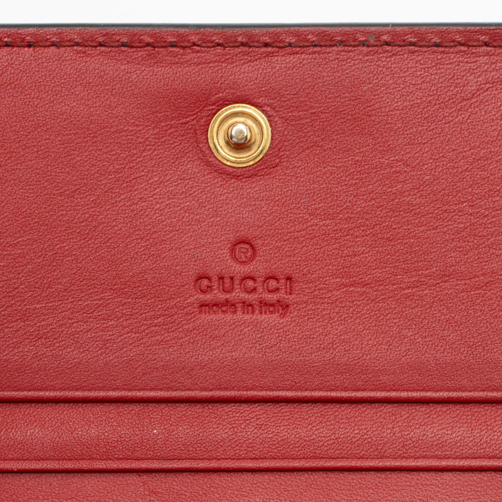 Gucci Leather Queen Margaret Bee Card Case (SHF-xcHoPF)