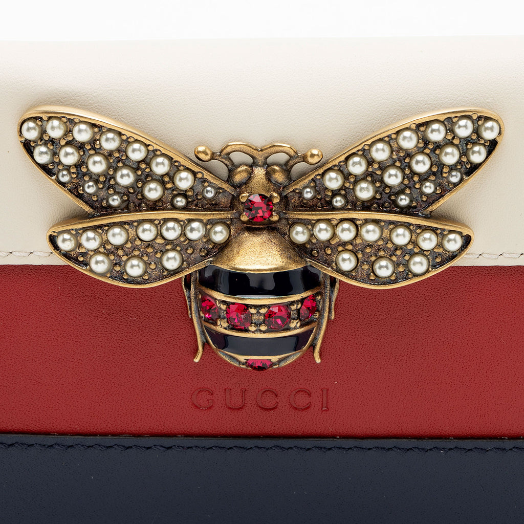 Gucci Leather Queen Margaret Bee Card Case