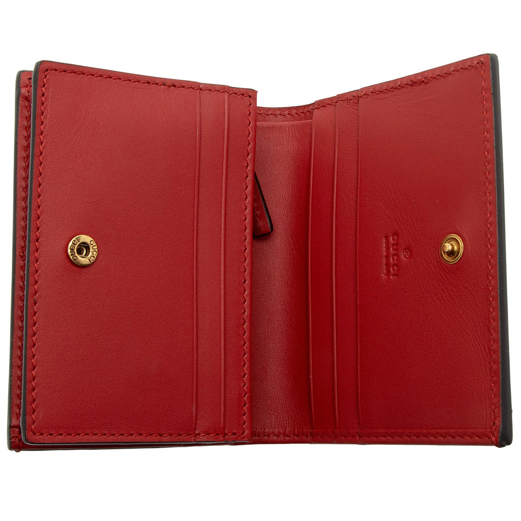 Gucci Leather Queen Margaret Bee Card Case