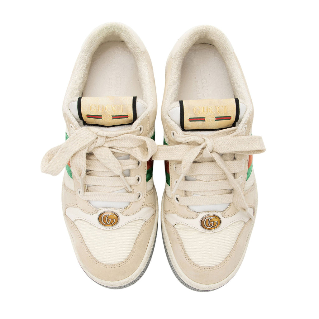Gucci Leather Web Screener Sneakers - Size 5.5 / 35.5