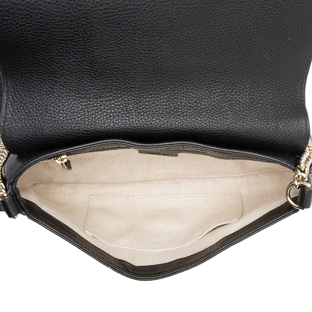 Gucci Leather Soho Flap Shoulder Bag (SHF-toSbyd)