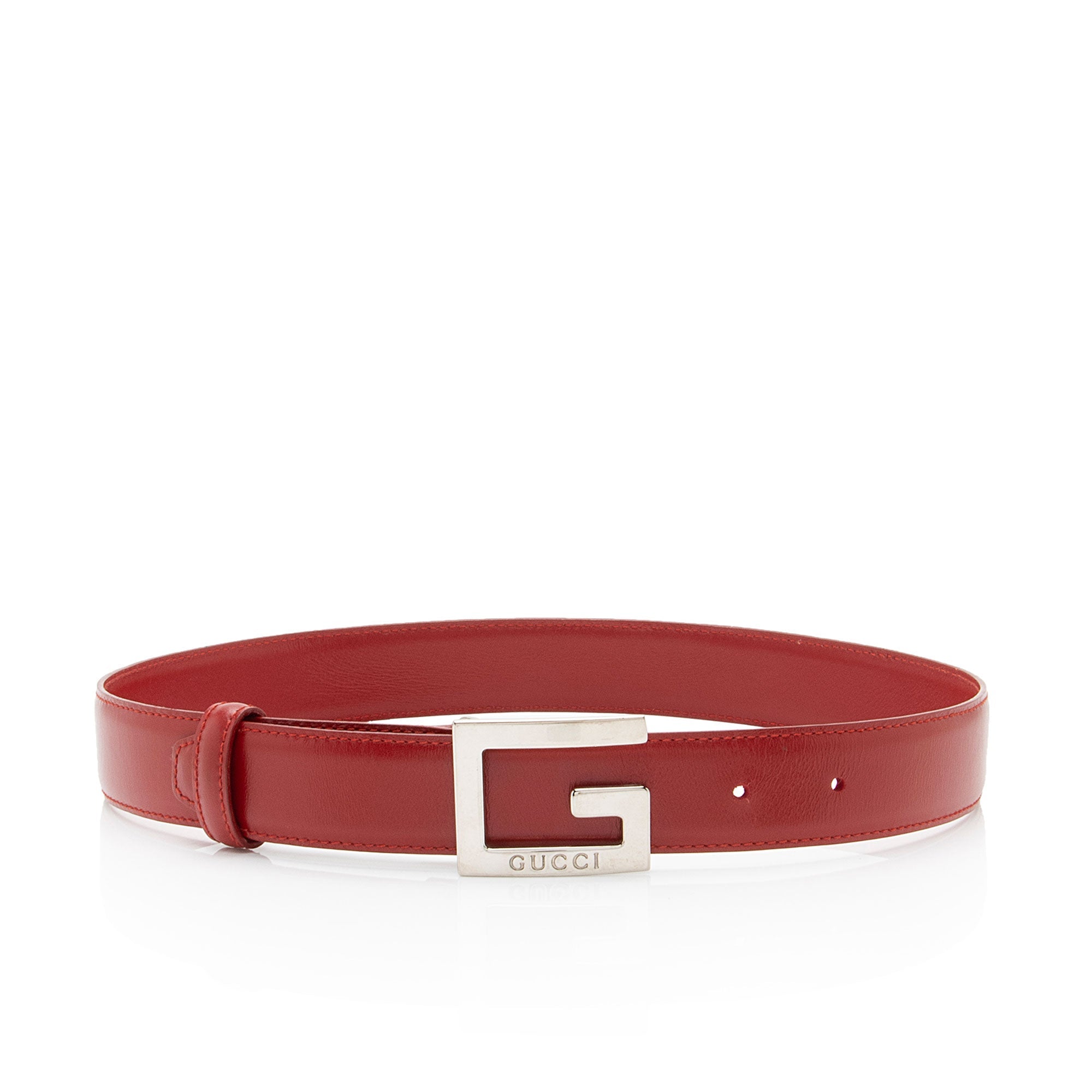 Gucci Leather Square G Slim Belt - Size 26 / 65 (SHF-LRKDXs)
