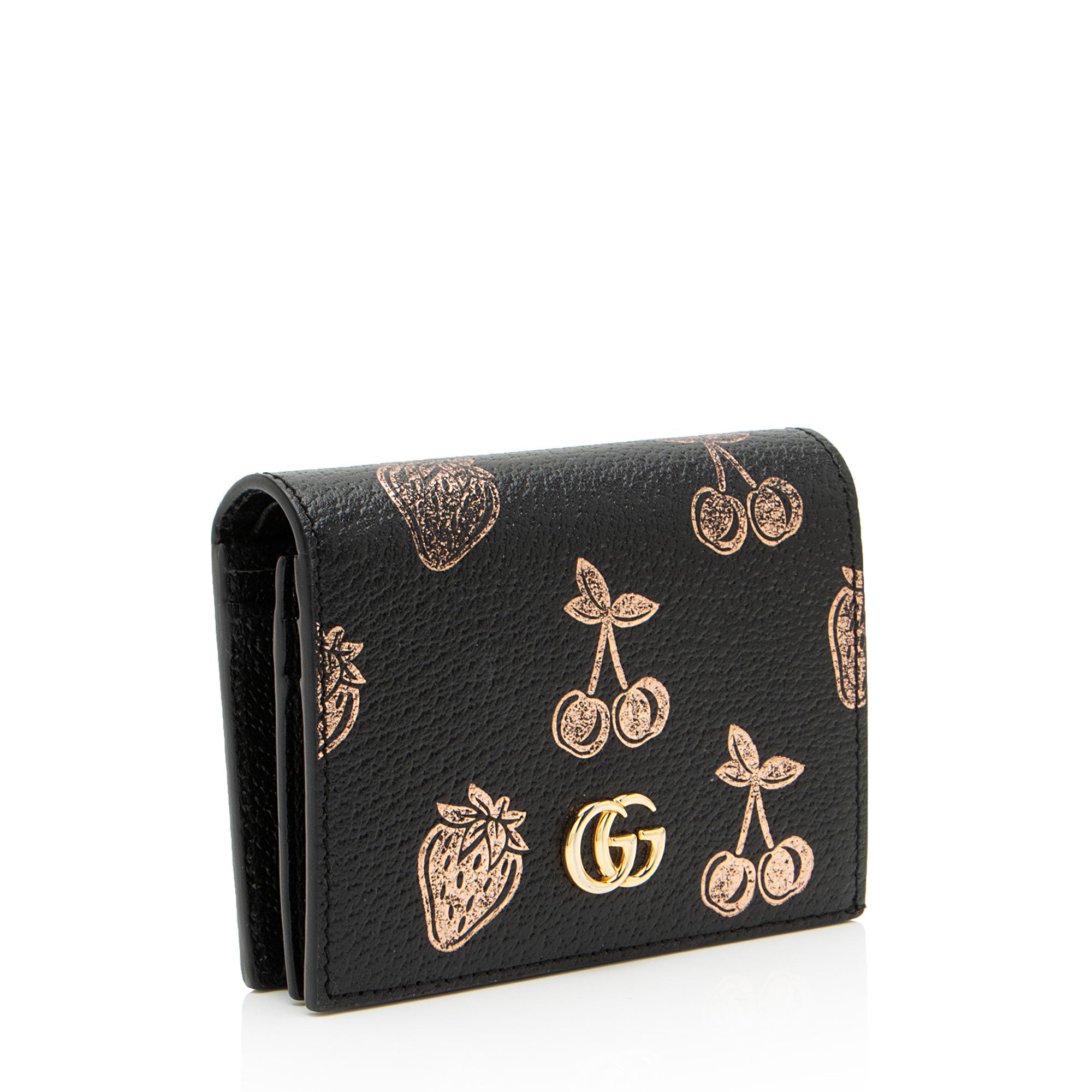 Gucci Leather Strawberry Cherry GG Marmont Card Holder (SHF-y2lHXZ)