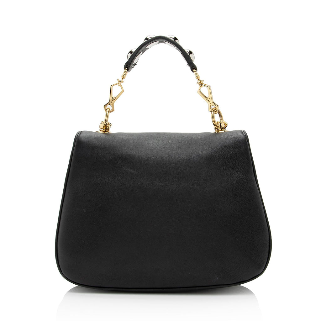 Gucci Leather Studded Blondie Top Handle Medium Shoulder Bag (SHF-R9Ze9C)
