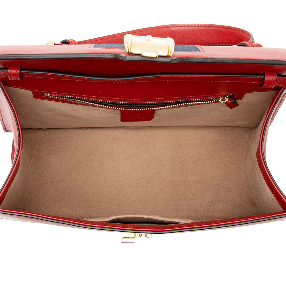 Gucci Leather Sylvie Top Handle Medium Satchel (SHF-21474)