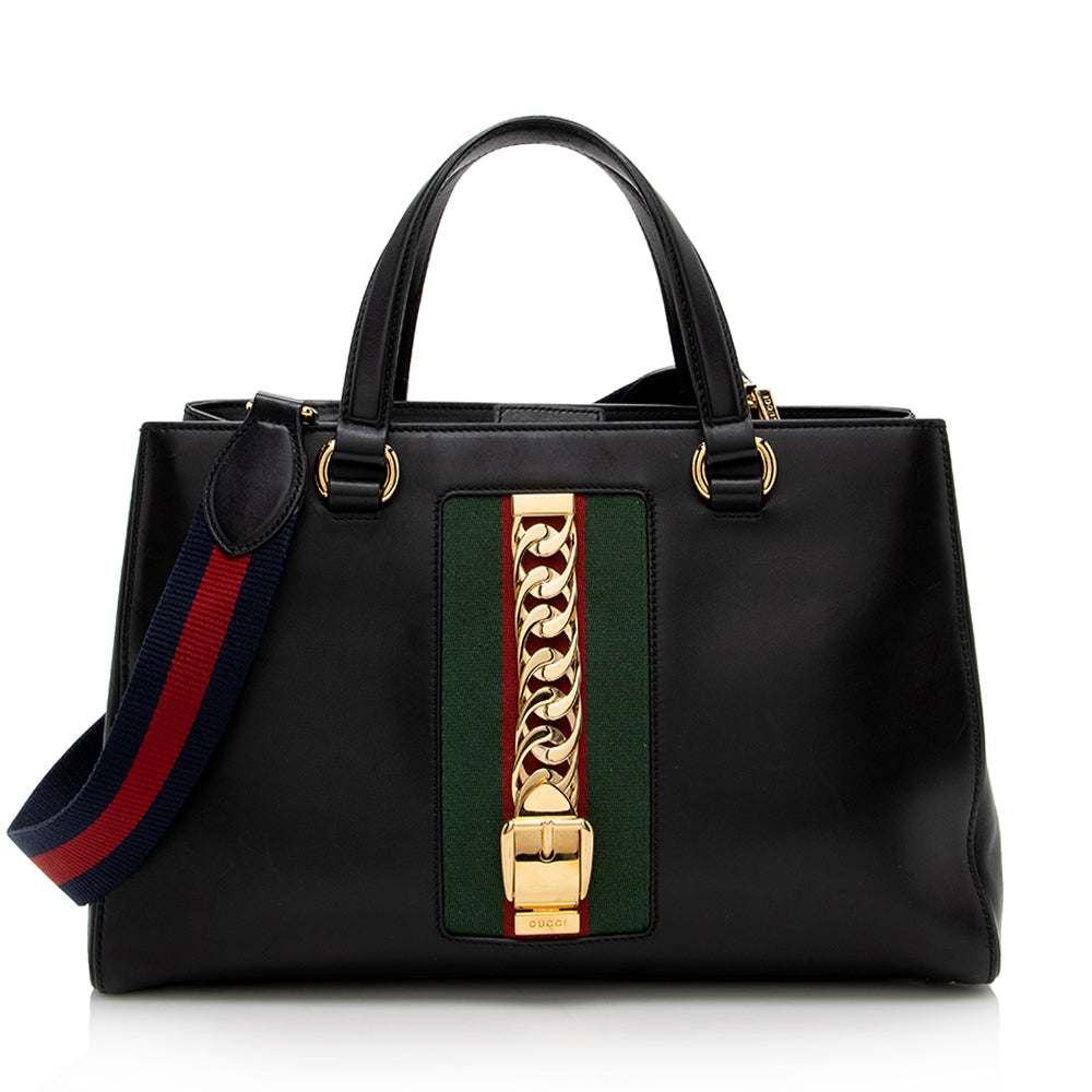 Gucci Leather Sylvie Top Handle Tote - FINAL SALE (SHF-17148)