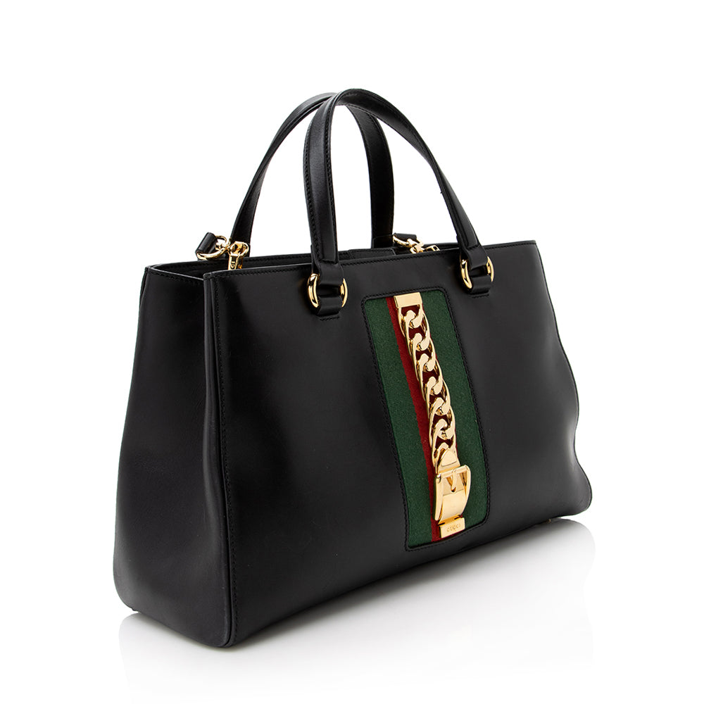 Gucci Leather Sylvie Top Handle Tote - FINAL SALE (SHF-17148)