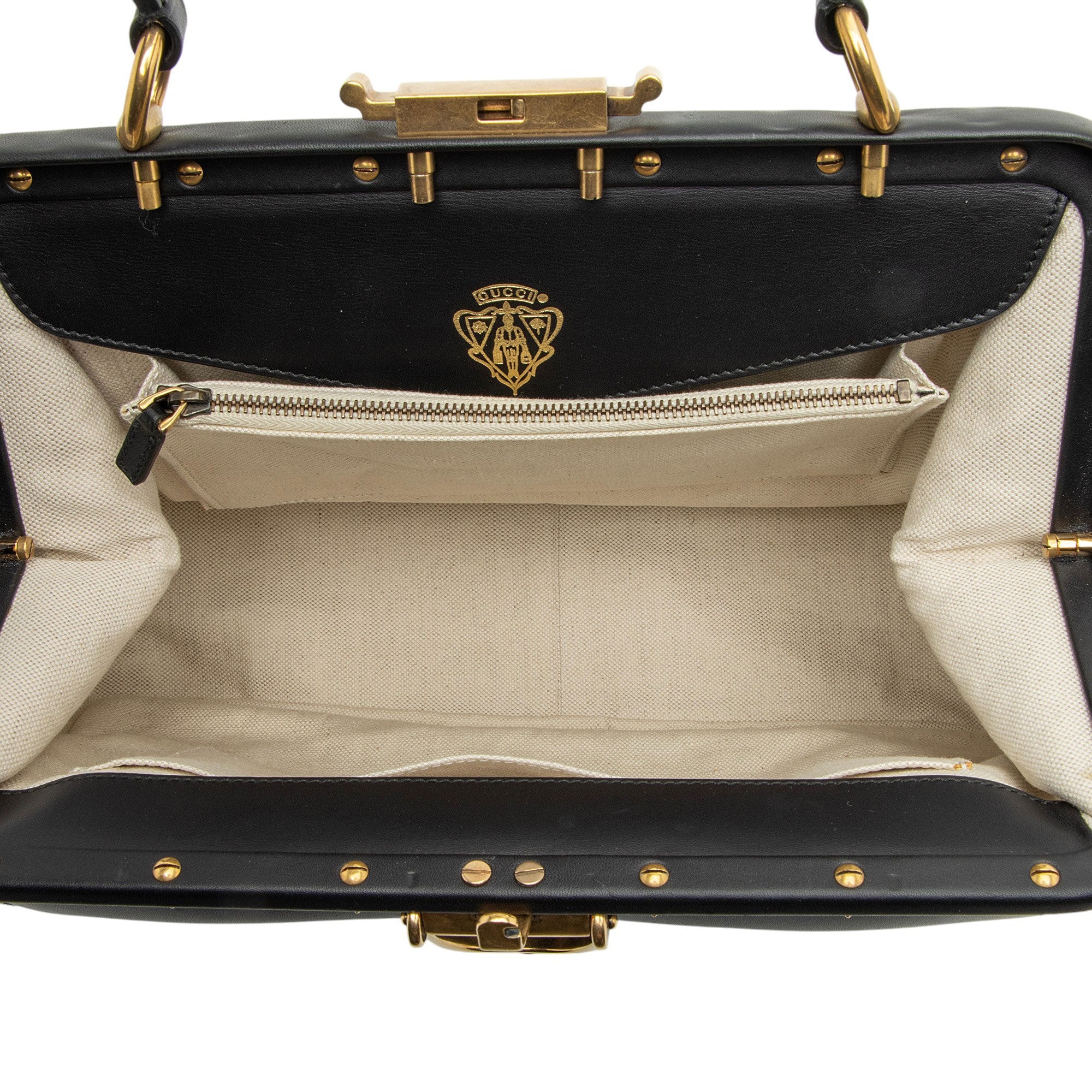 Gucci Leather Velvet Lady Stirrup Top Handle