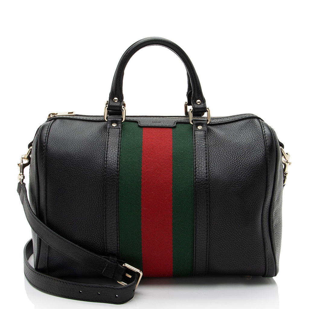 Gucci Leather Vintage Web Joy Medium Boston Bag