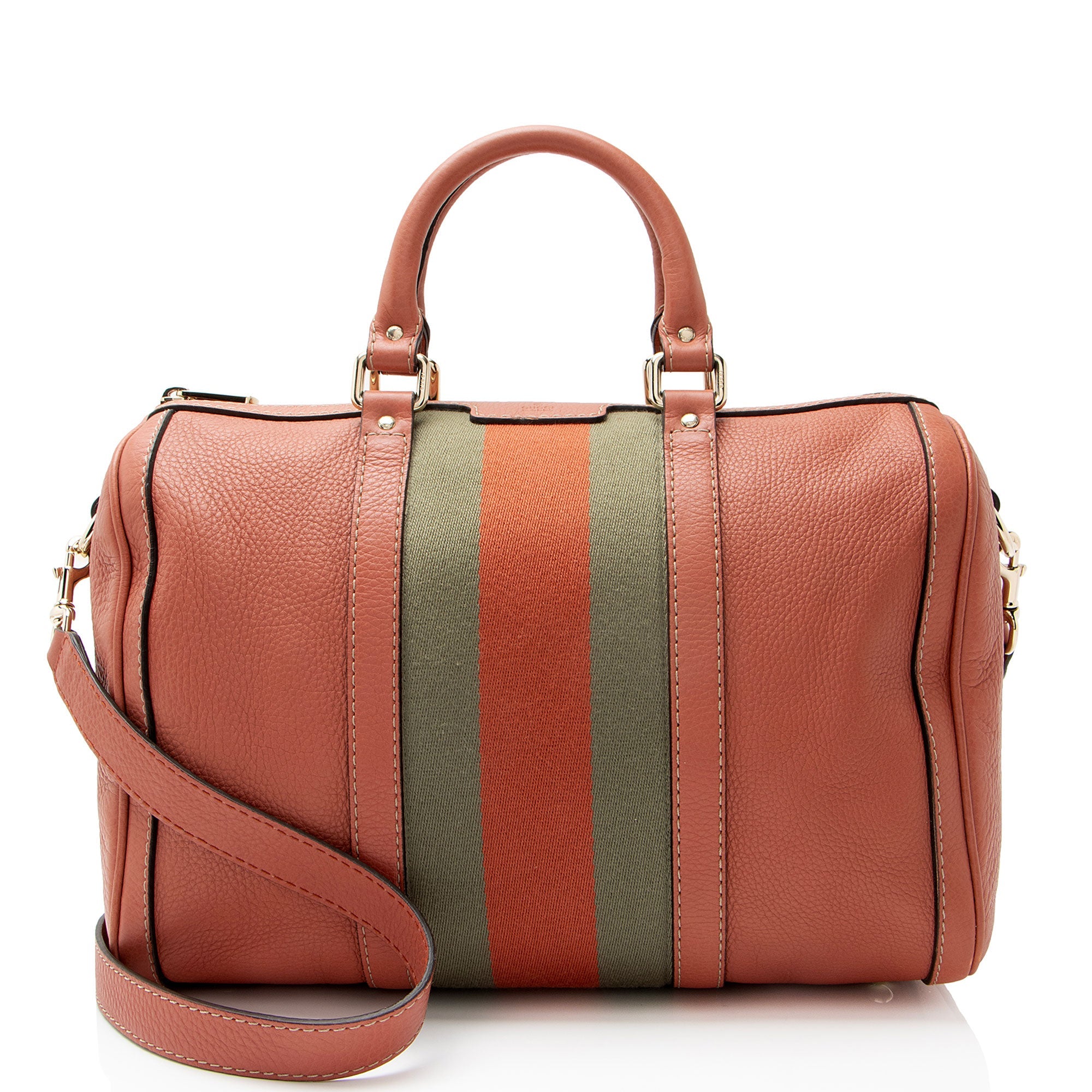 Gucci Leather Vintage Web Joy Medium Boston Bag