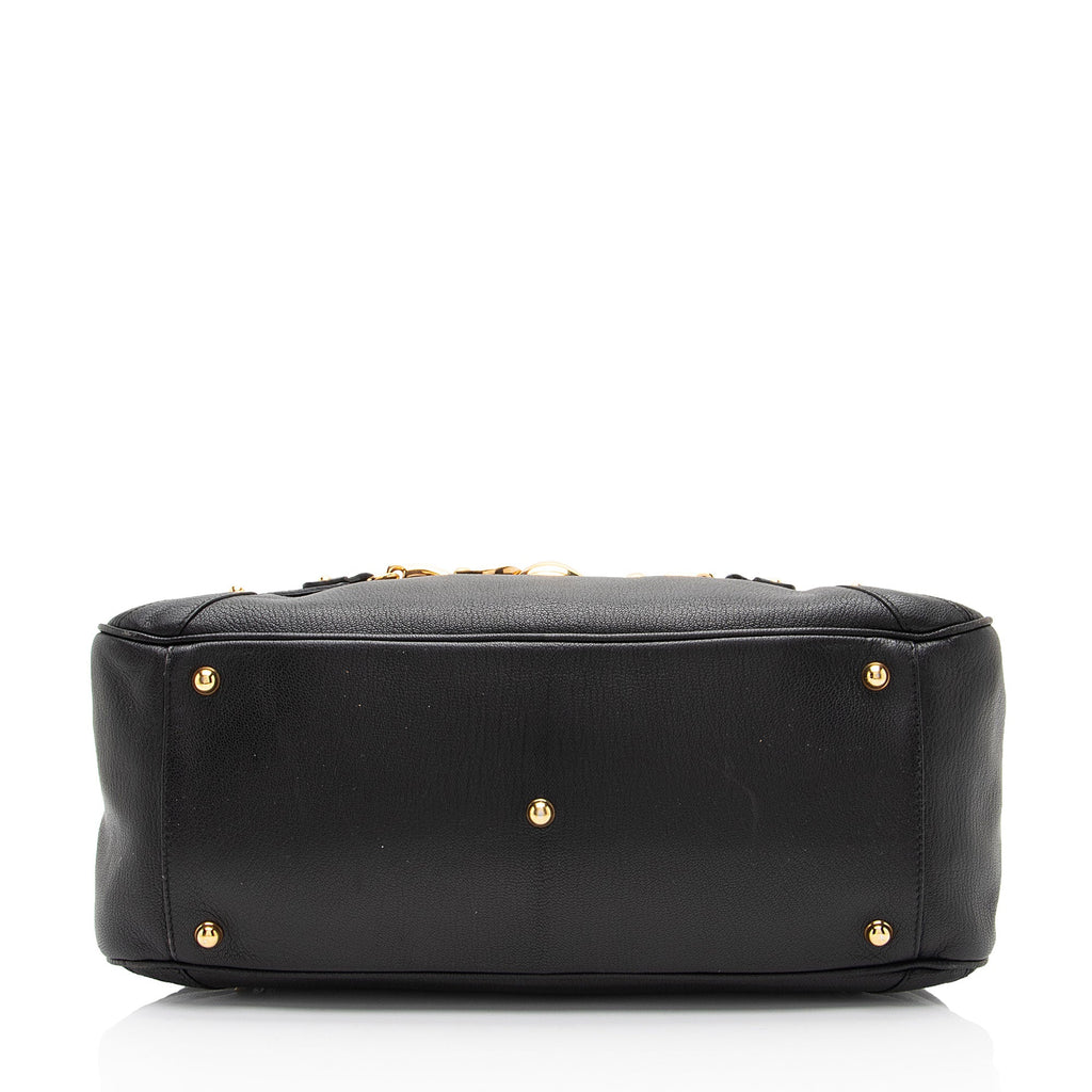 Gucci Leather Bamboo Horsebit Wave Satchel (SHF-Ka9DSr)