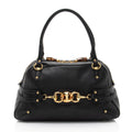 Gucci Leather Bamboo Horsebit Wave Satchel (SHF-Ka9DSr)