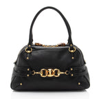 Gucci Leather Bamboo Horsebit Wave Satchel (SHF-Ka9DSr)