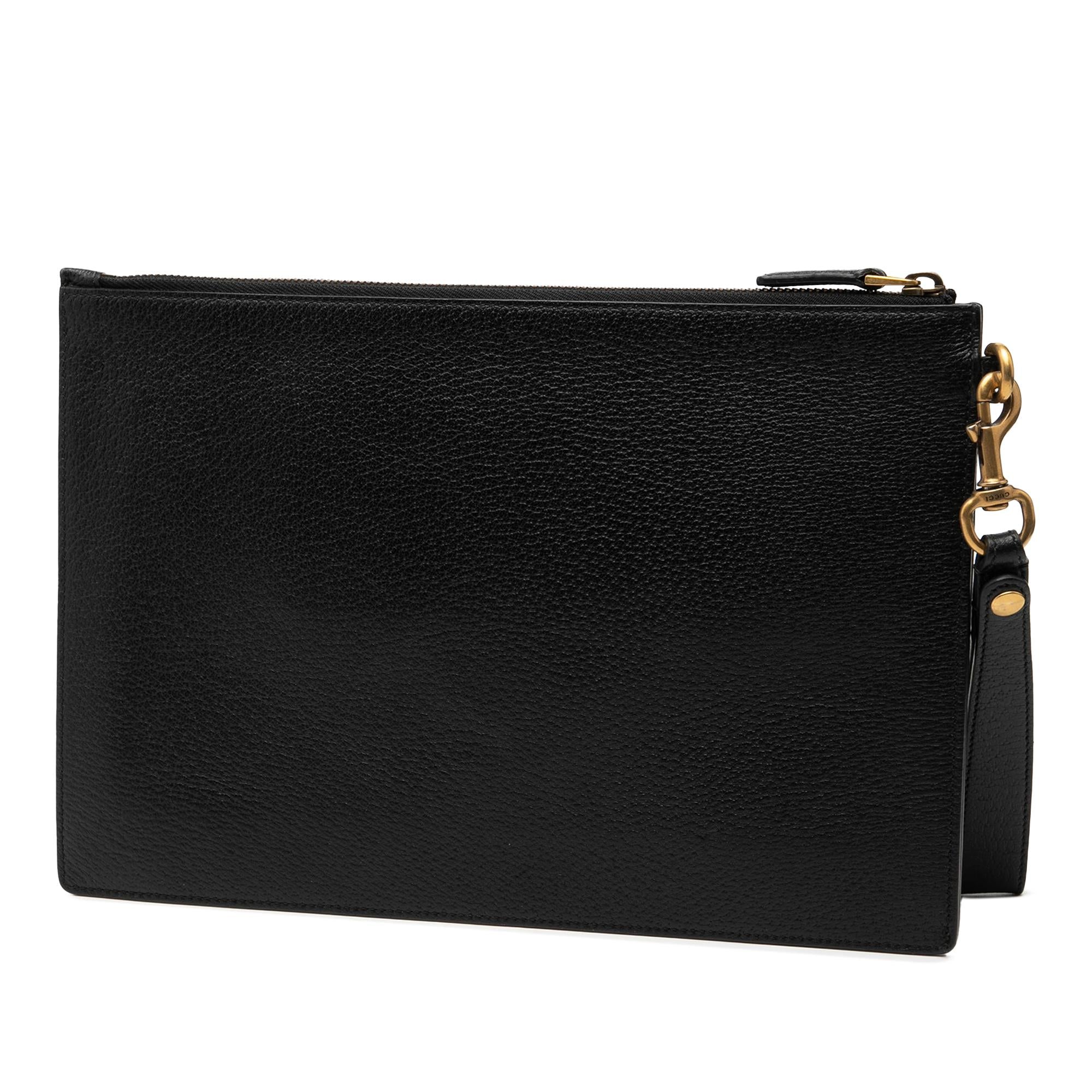 Gucci Leather Web Agora Clutch