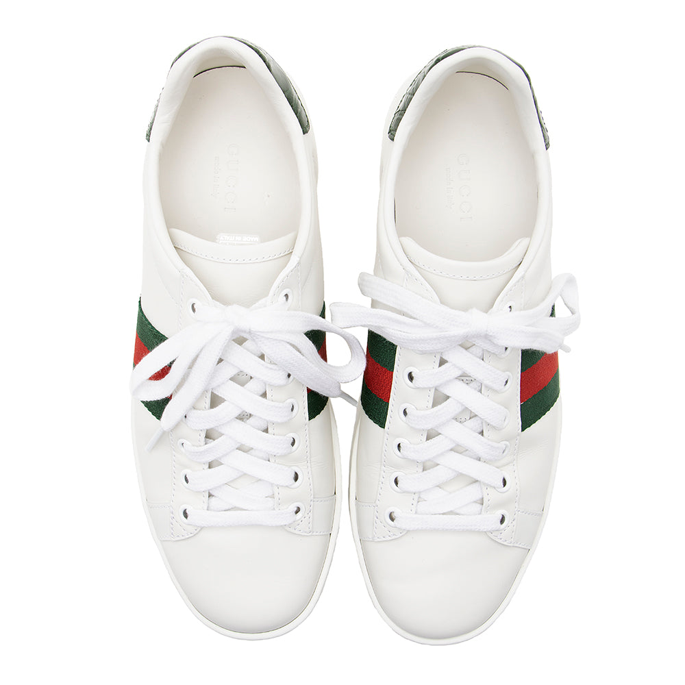 Gucci Leather Web GG Ace Sneakers - Size 7 / 37 (SHF-21670)