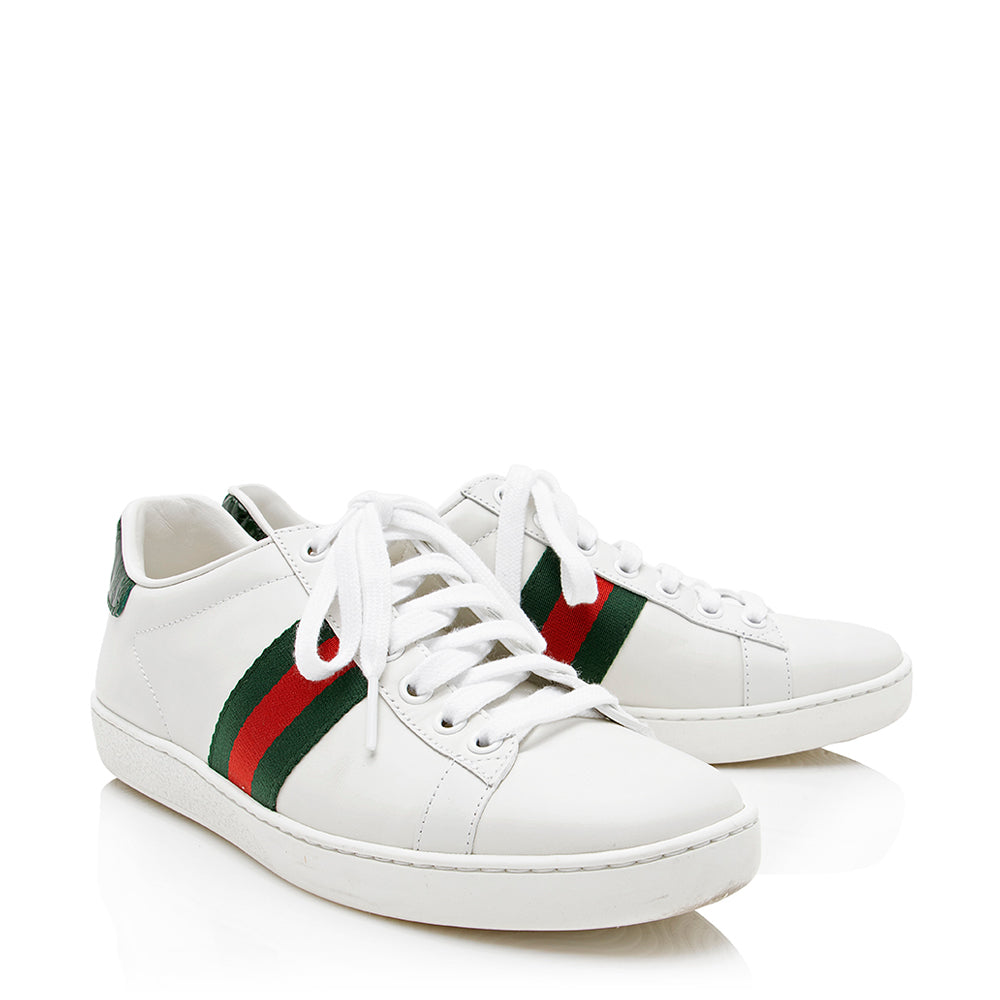 Gucci Leather Web GG Ace Sneakers - Size 7 / 37 (SHF-21670)