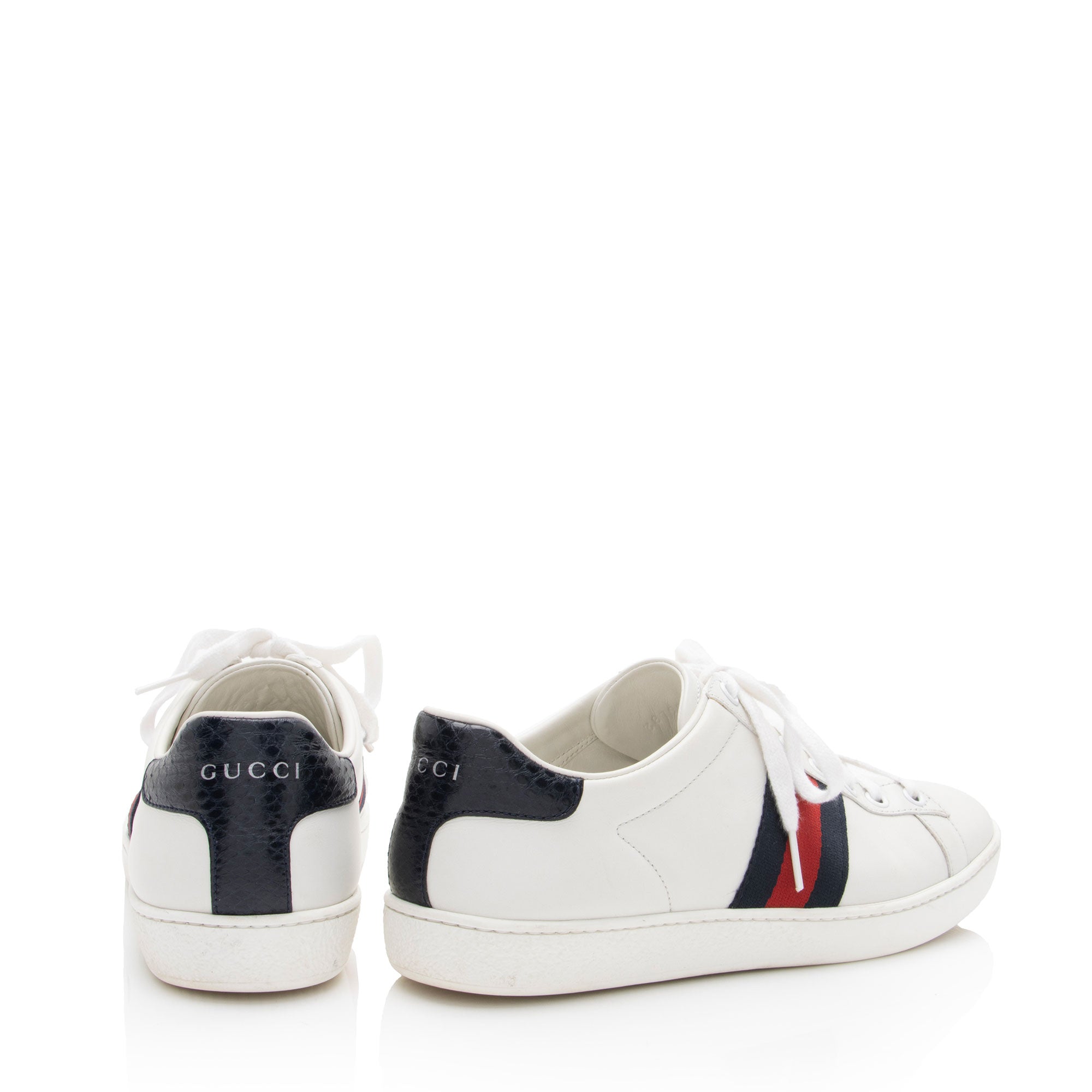 Gucci Leather Web GG Ace Sneakers - Size 7 / 37 (SHF-zV8Qr3)