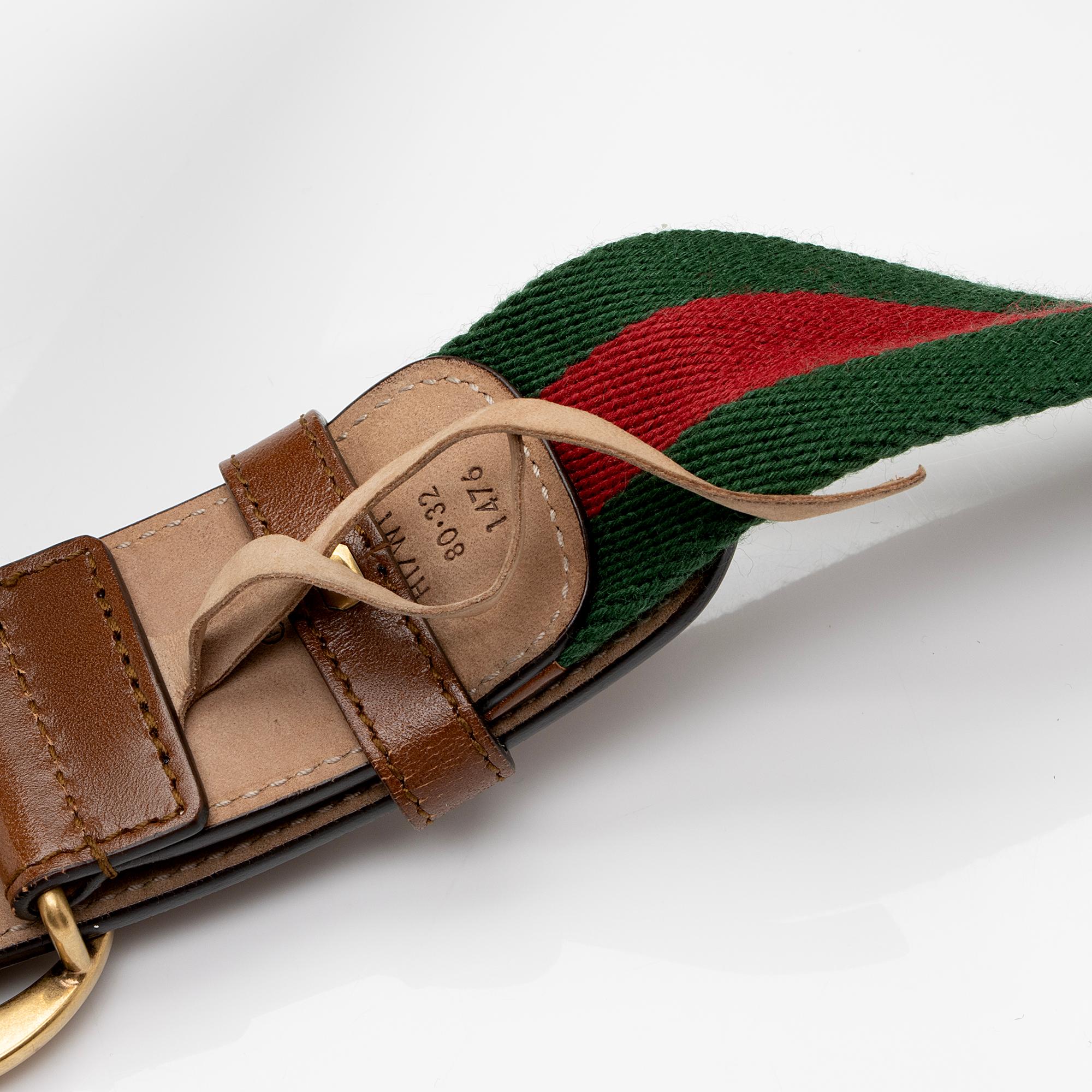 Gucci Leather Web GG Marmont Belt - Size 32 / 80 (SHF-6tfhZK)