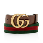 Gucci Leather Web GG Marmont Belt - Size 32 / 80 (SHF-6tfhZK)