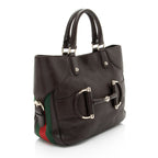 Gucci Leather Web Heritage Horsebit Tote