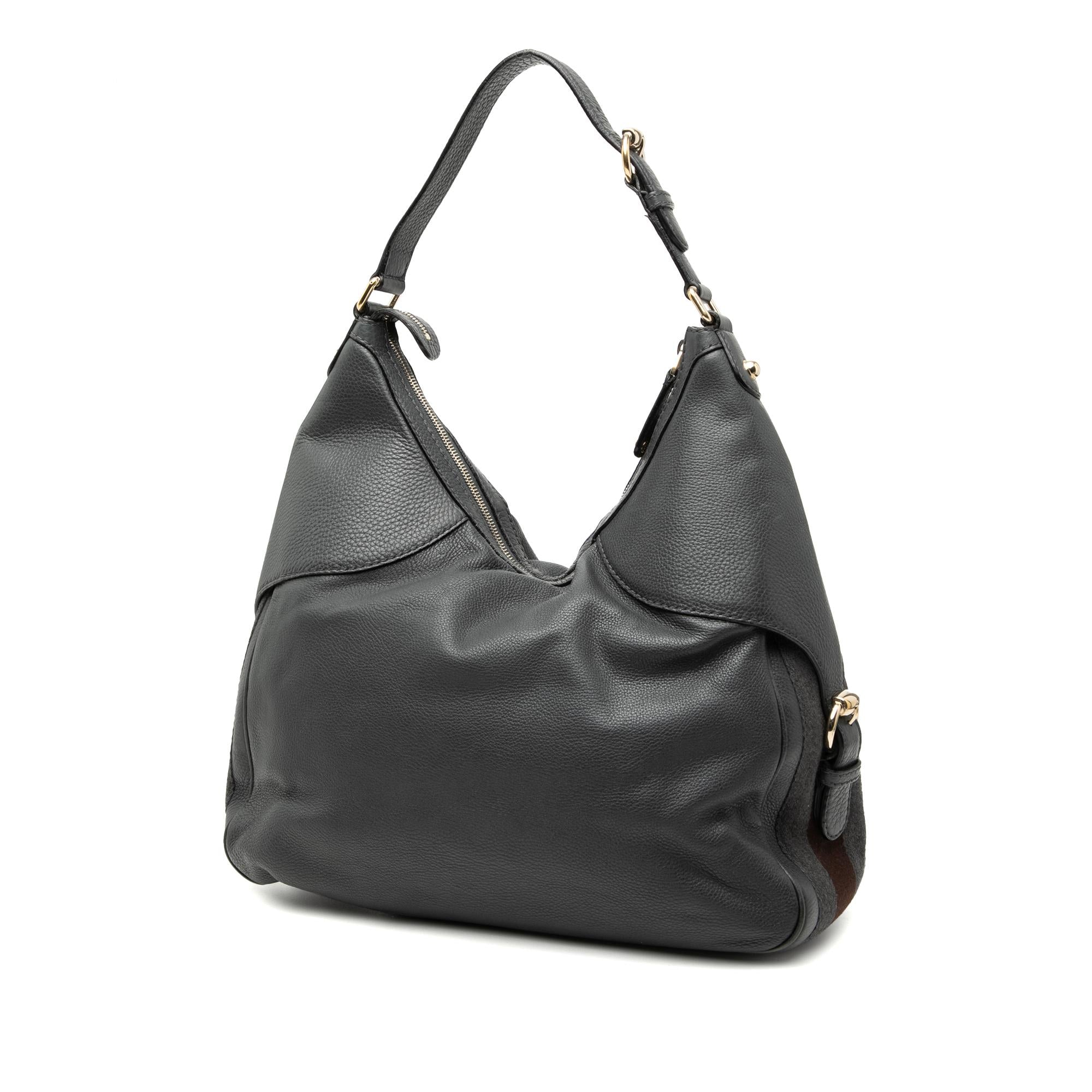 Gucci Leather Web Horsebit Heritage Hobo