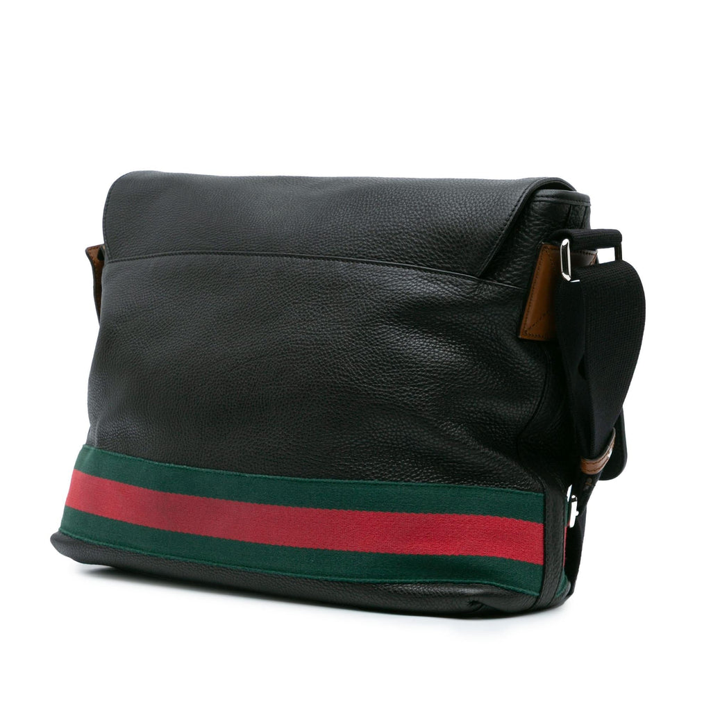 Gucci Leather Web Messenger Bag