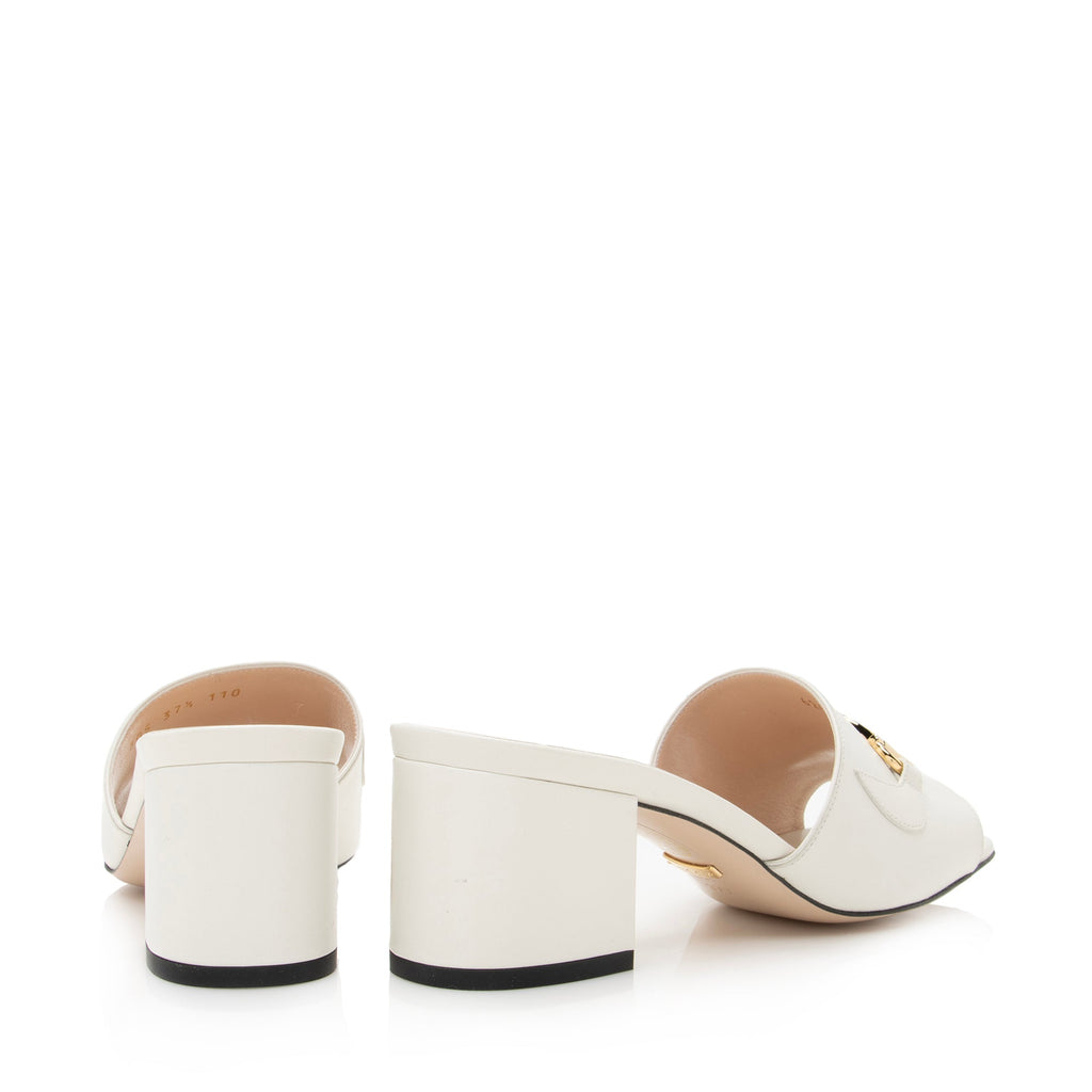Gucci Leather Zumi Malaga Kid Slide Sandals - Size 7.5 / 37.5 (SHF-22753)